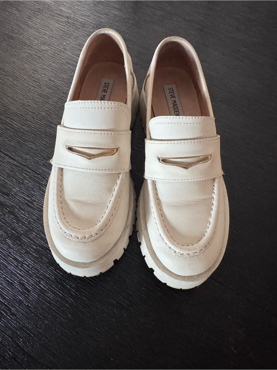 Steve Madden Shoes - Steve Madden Ivory Loafers with Gold Accent
